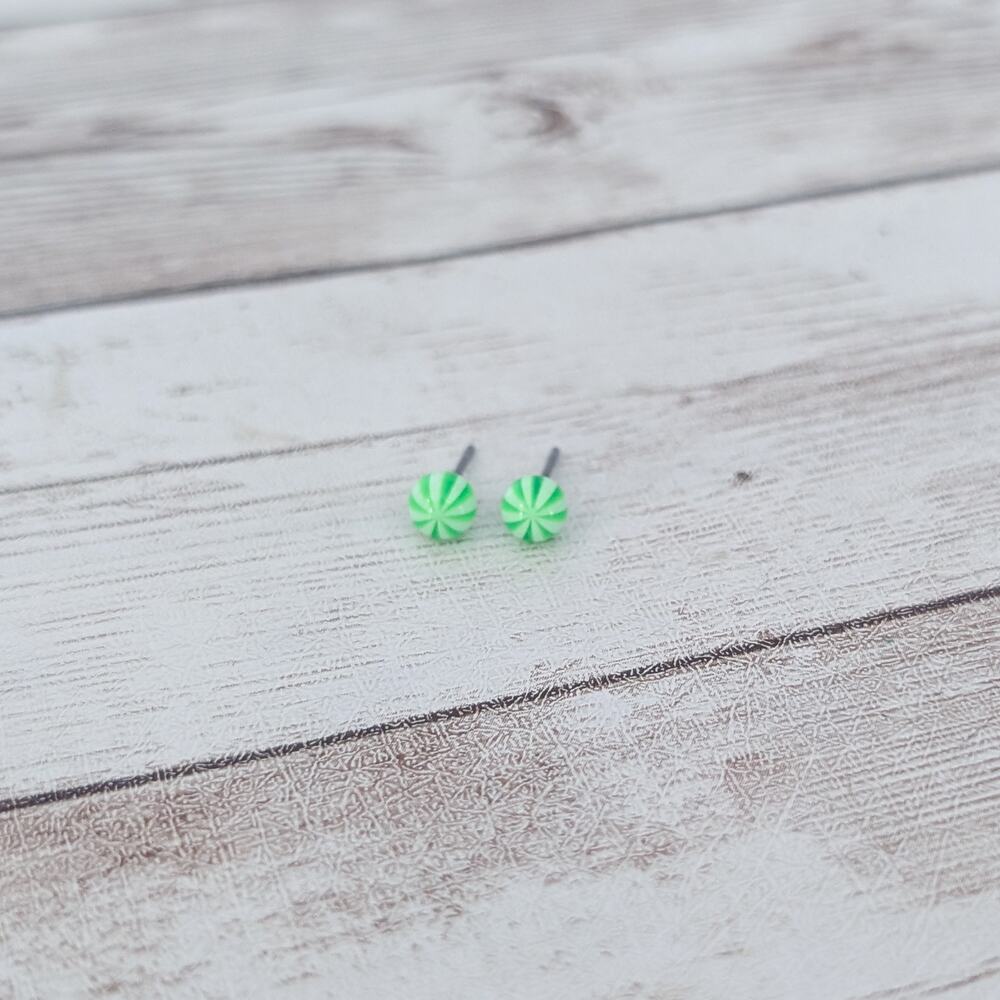 Retro Green Stud Earrings Very Small & Dainty